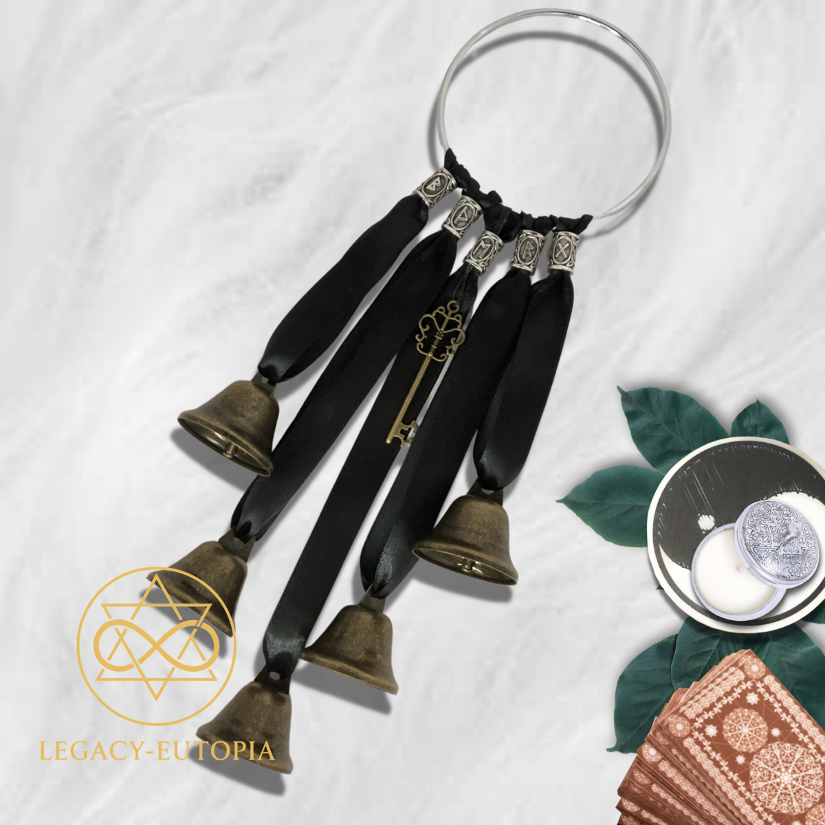 Hanging Door Bell Hecate Moon Goddess & Runes