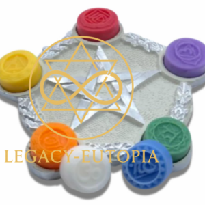 Wiccan Pentagram Tea Light Candle Holder Witch Decor Scented Candles healing Crystals Set of 7 Gold Resin Concrete Tray Witchcraft Supplies Kit Incense holder Altar Spell Supplies Legacy Eutopia