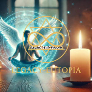 Archangel Michael invocation with glowing blue protective light and white candle