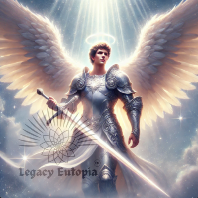 Archangel Michael wielding a sword of light, symbolizing divine protection