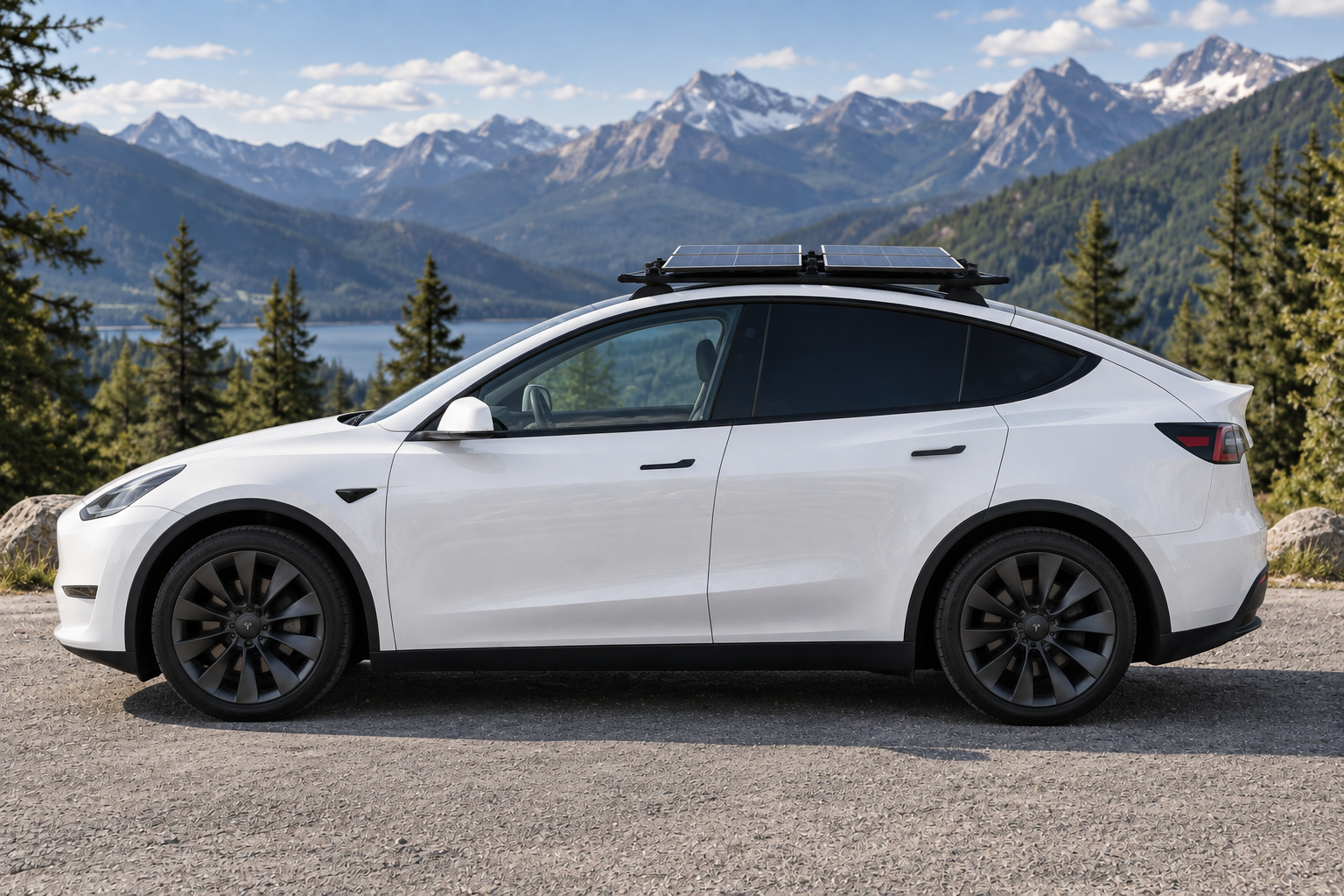 Tesla 369 method Model Y with Four Solar Panels