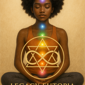 Crystals for chakras balancing energy with stones illustration showing a meditating figure with glowing chakras and crystals. command practice