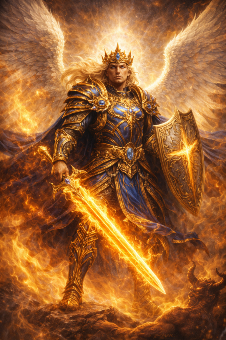 Archangel Michael's fiery triumph