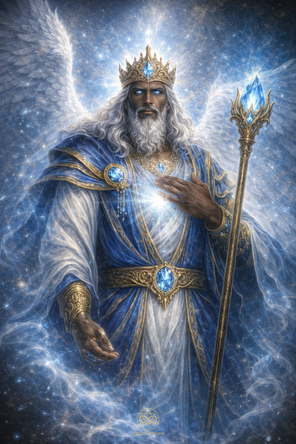 Regal guardian angel in ethereal light