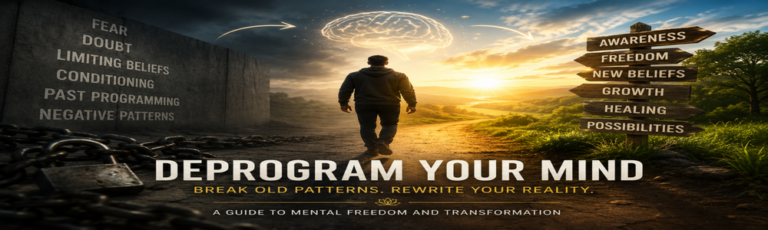 Deprogram yourself concept showing a person breaking free from limiting beliefs and subconscious programming