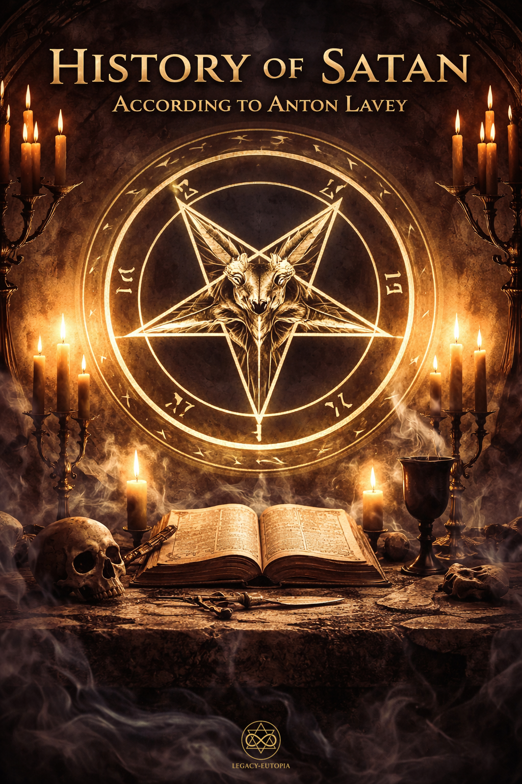 History of Satan according to Anton LaVey – ancient adversary symbol with Baphomet sigil and timeline