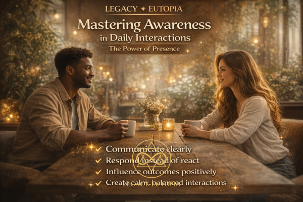 Man and woman having a calm conversation in a café illustrating mastering awareness in daily interactions and mindful communication