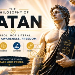 Bright symbolic depiction of Satan in LaVeyan philosophy representing individuality, awareness, self-power, and freedom