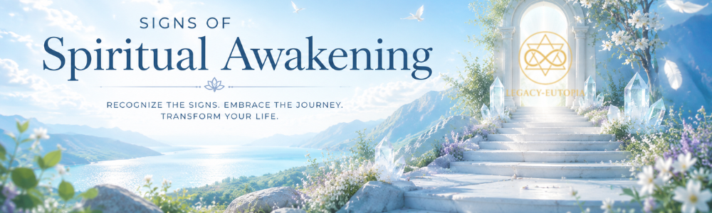 Signs of spiritual awakening with glowing spiritual portal and higher consciousness imagery