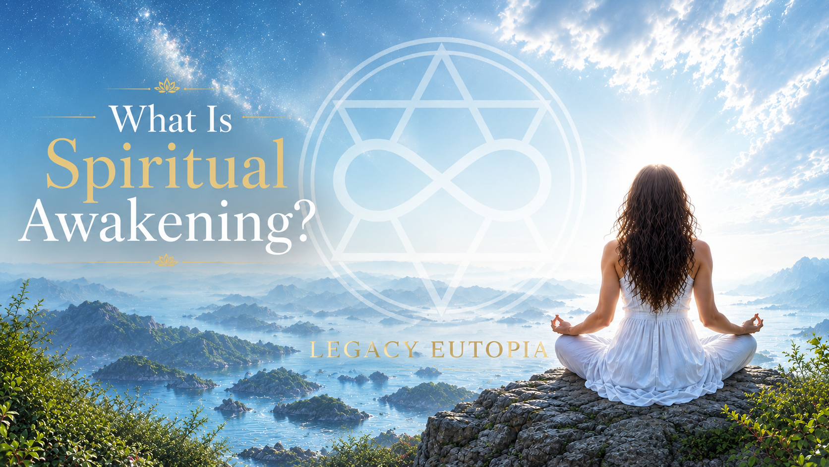 What Is Spiritual Awakening beginner guide to inner authority with glowing sacred geometry and meditating figure