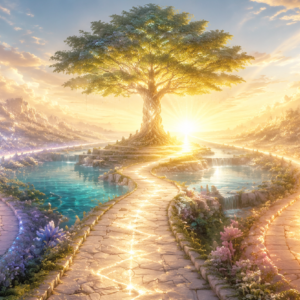 legacy eutopia . com homepage image legacy-eutopia.com Three luminous paths representing spiritual protection, inner authority, and conscious creation